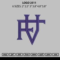 Logo 2511 Embroidery File 6 sizes