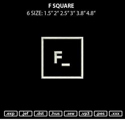 F Square Embroidery File 6 sizes
