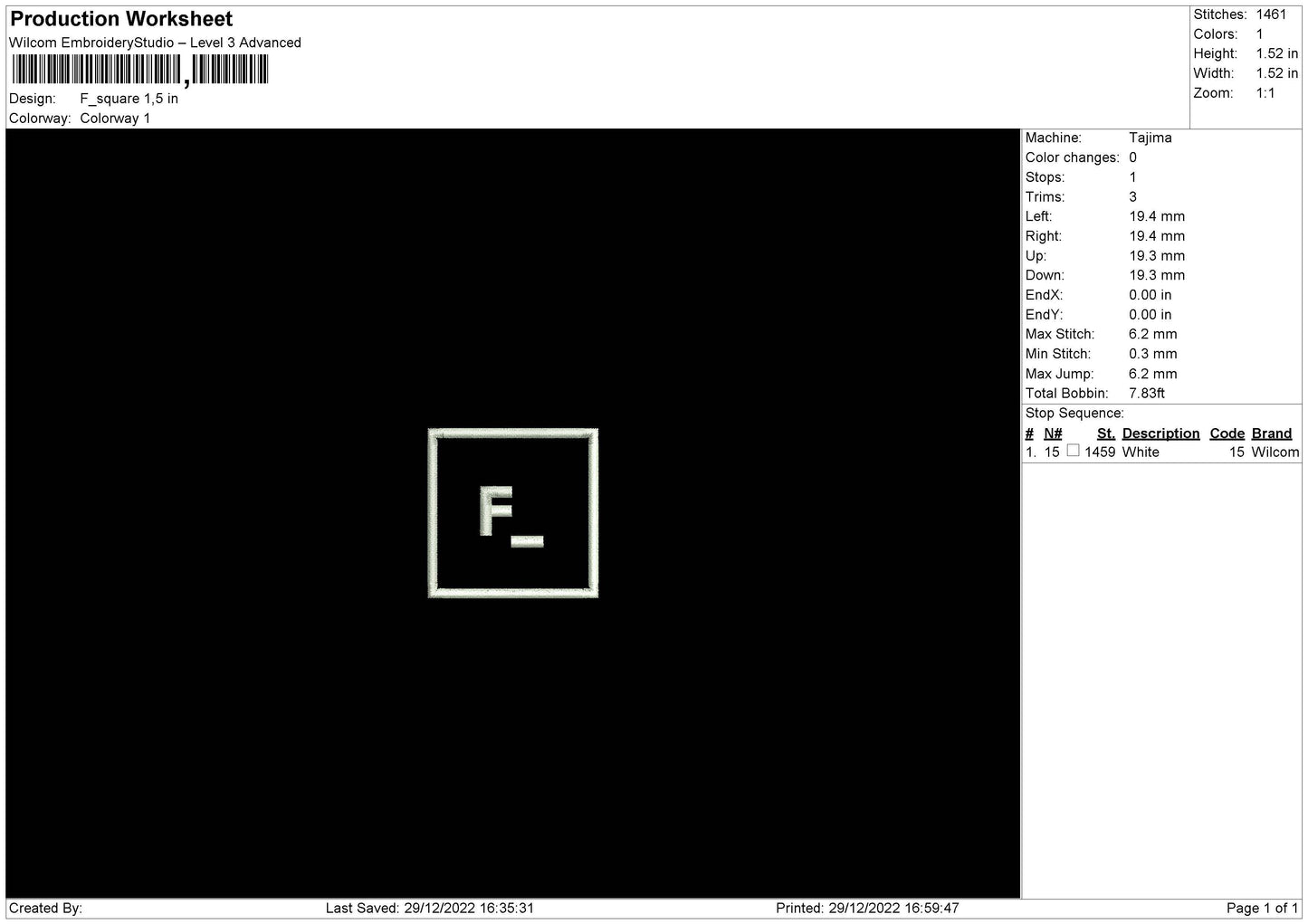 F Square Embroidery File 6 sizes