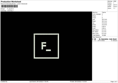 F Square Embroidery File 6 sizes