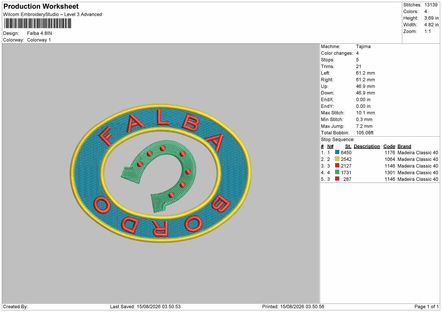 Falbatext Embroidery Machine Design File 6 sizes