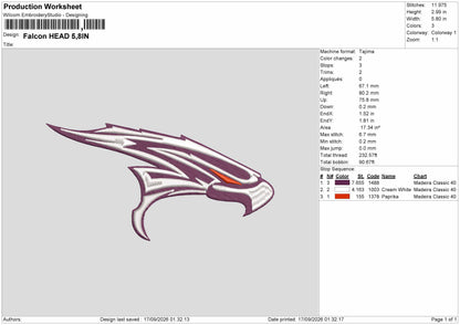 Eagle Head 1709 Embroidery Machine Design File 6 sizes