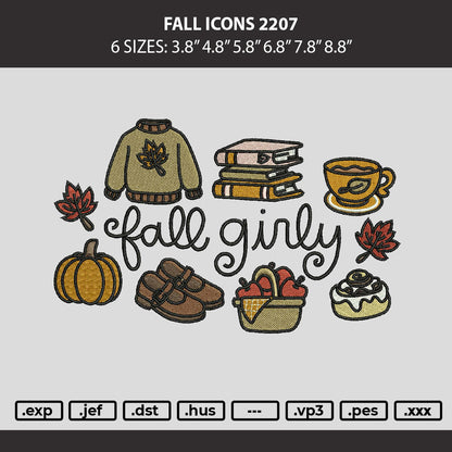 Fall Icons 2207 Embroidery Machine Design File 6 sizes