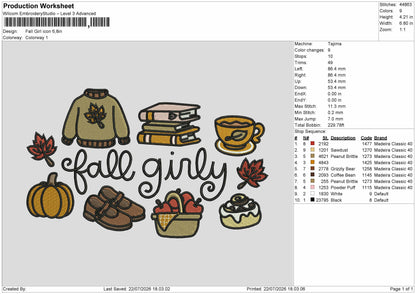Fall Icons 2207 Embroidery Machine Design File 6 sizes