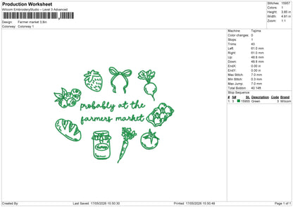 Farmer Market Embroidery File 6 sizes