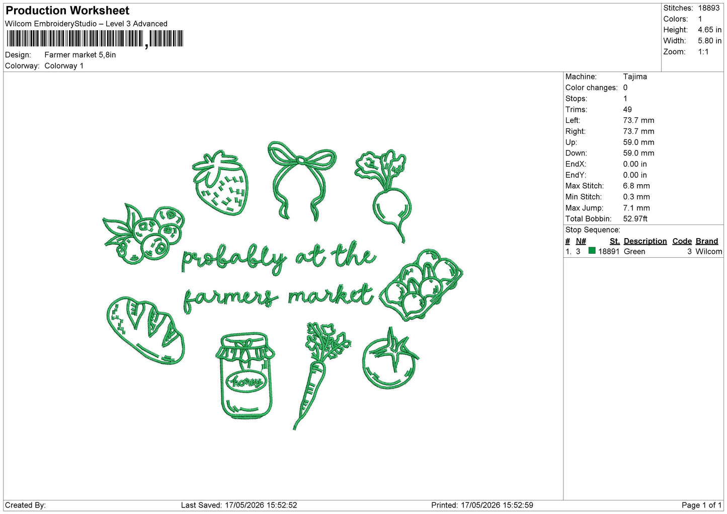 Farmer Market Embroidery File 6 sizes