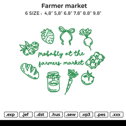 Farmer Market Embroidery File 6 sizes
