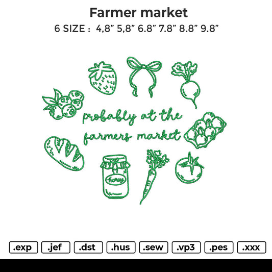 Farmer Market Embroidery File 6 sizes