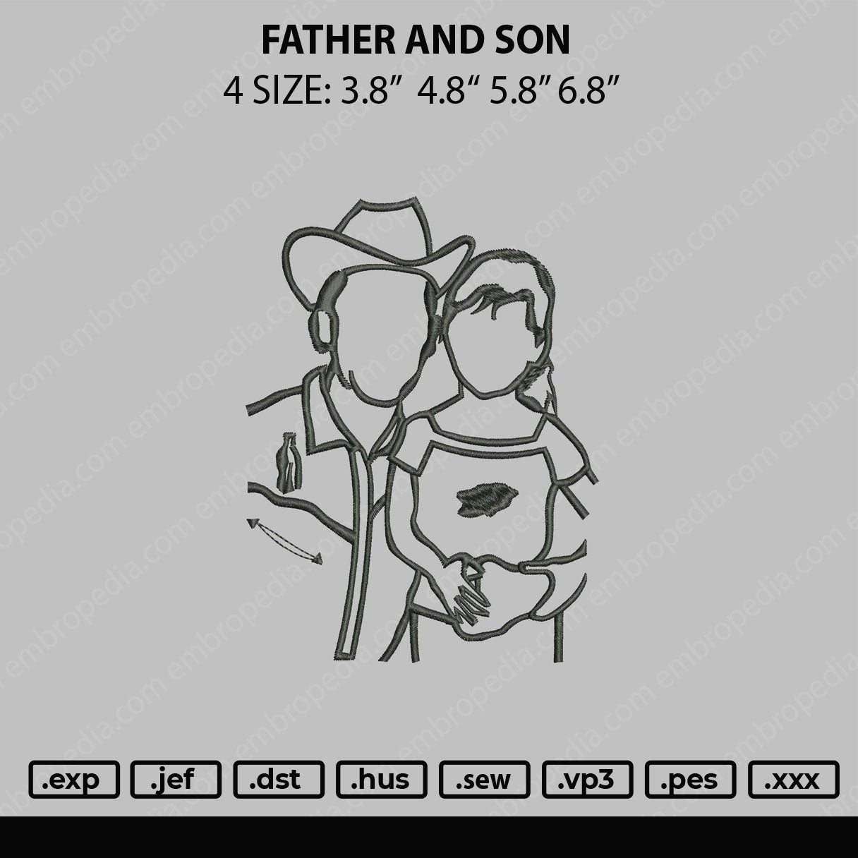 Father And Son Embroidery File 4 size