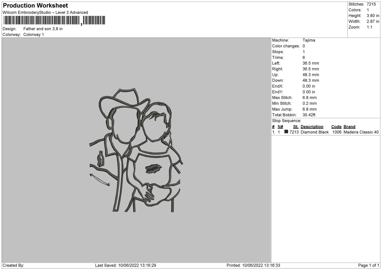 Father And Son Embroidery File 4 size