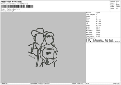 Father And Son Embroidery File 4 size