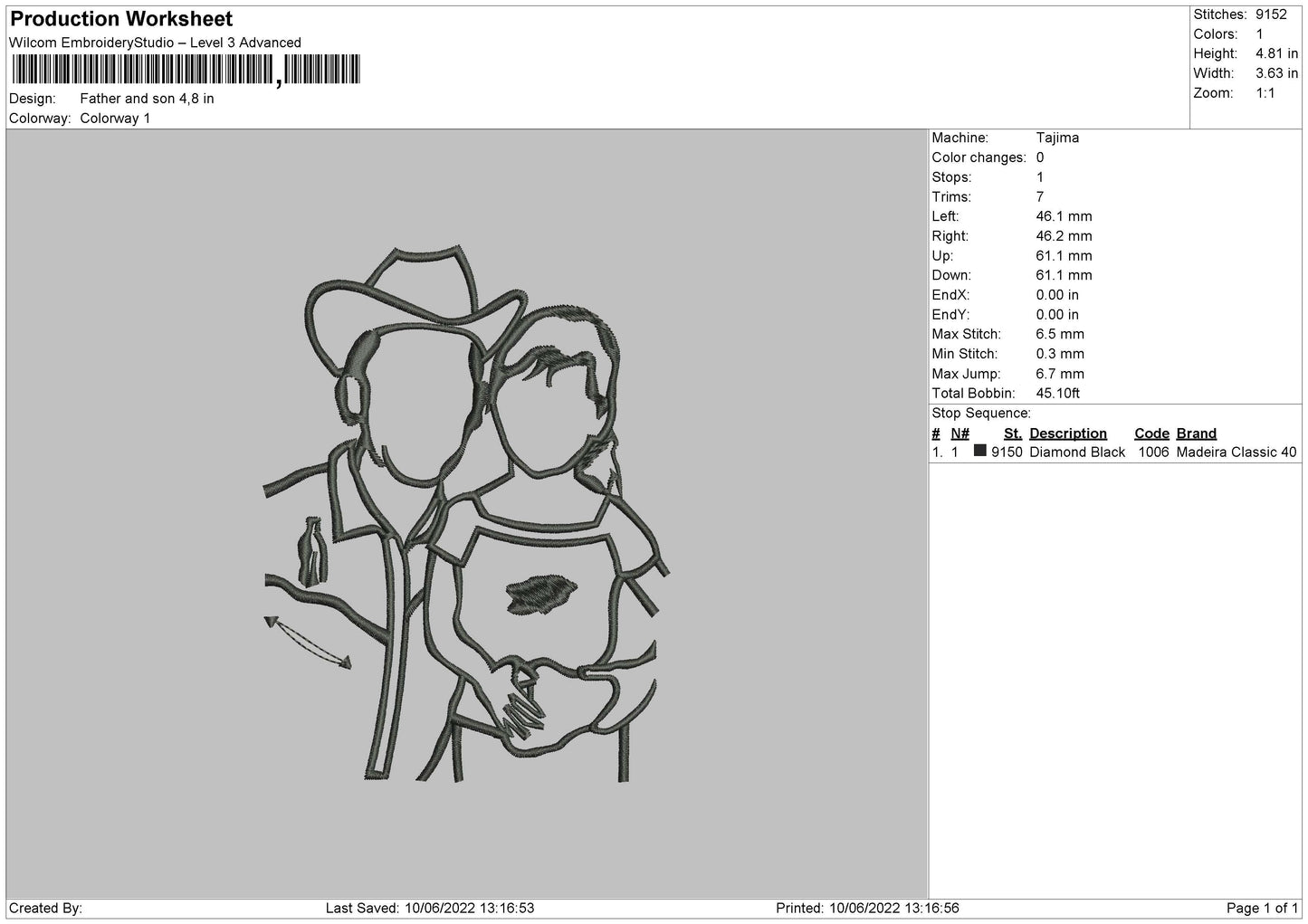 Father And Son Embroidery File 4 size