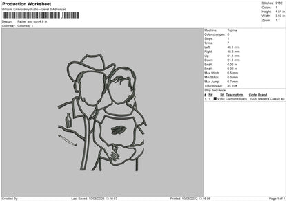 Father And Son Embroidery File 4 size
