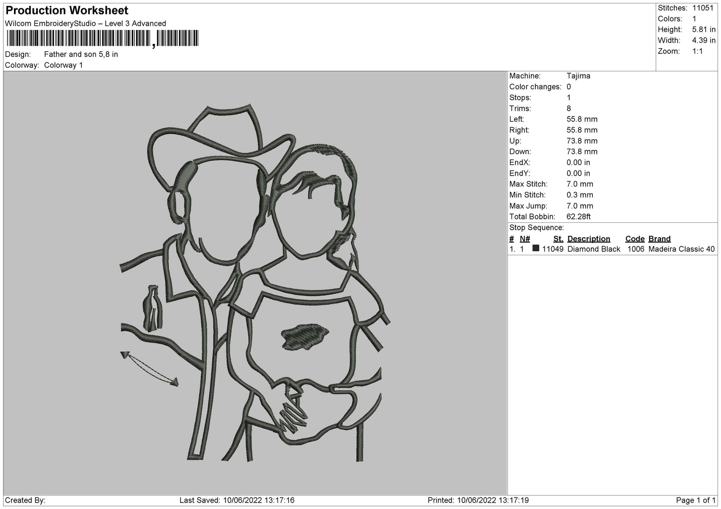 Father And Son Embroidery File 4 size