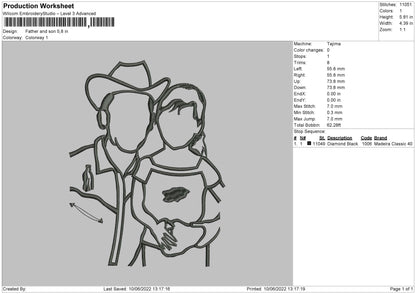 Father And Son Embroidery File 4 size
