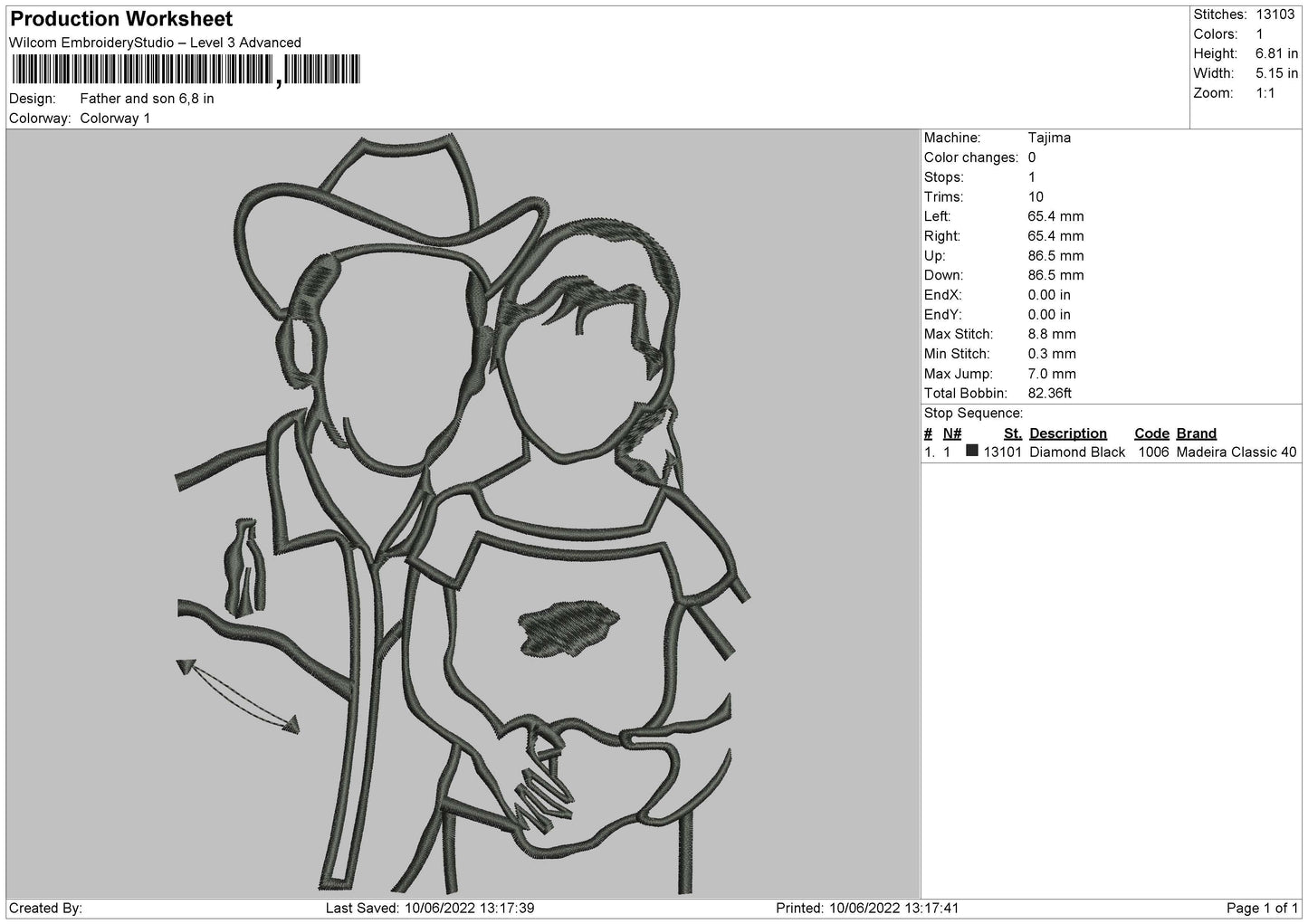 Father And Son Embroidery File 4 size