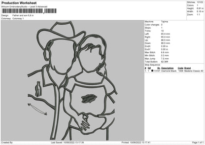 Father And Son Embroidery File 4 size