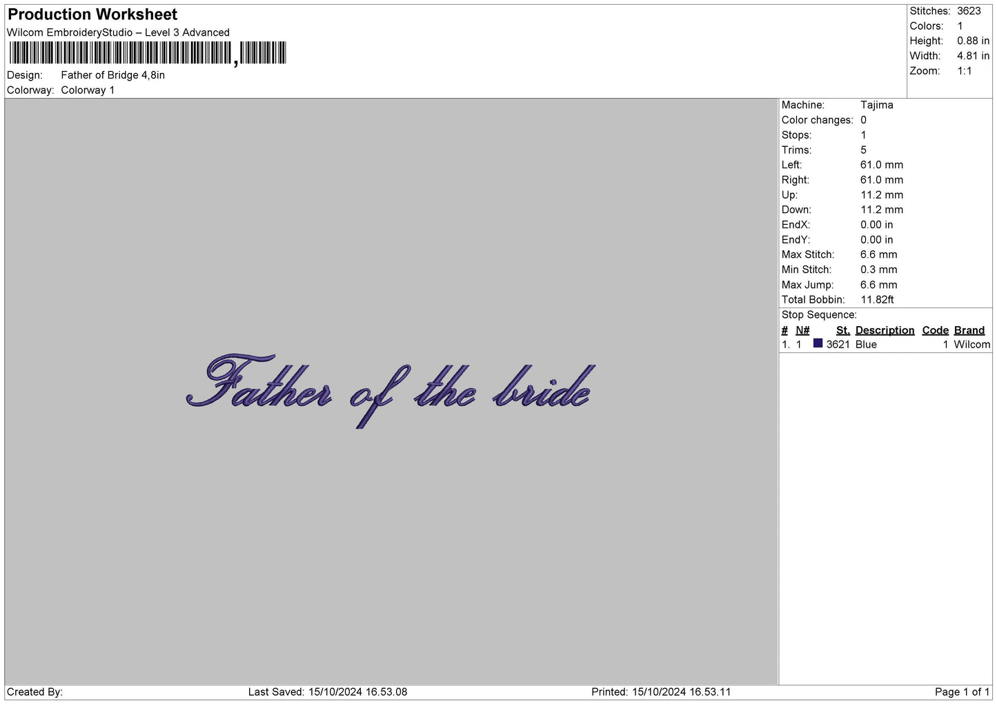 Fathertext 1510 Embroidery File 6 sizes