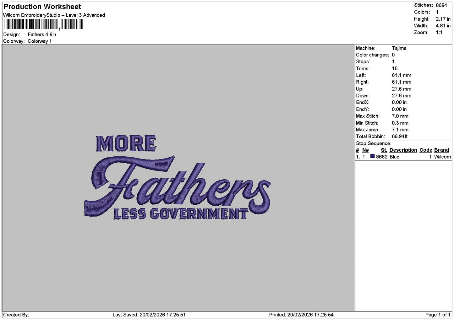 Fatherstext Embroidery File 6 sizes