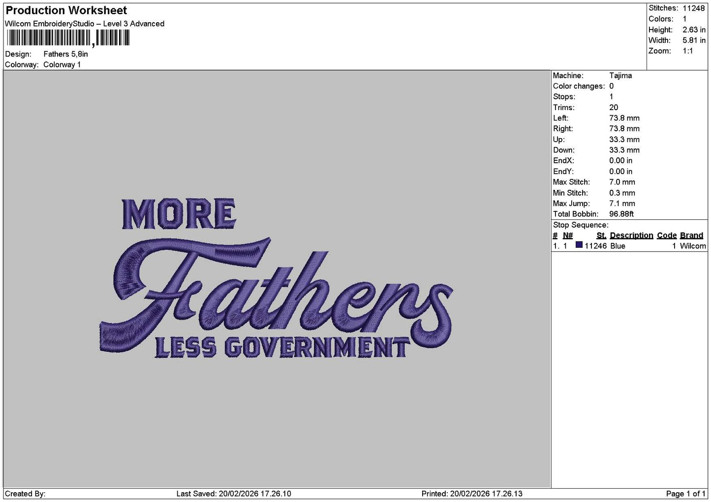 Fatherstext Embroidery File 6 sizes