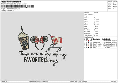 Fav Things Embroidery File 6 sizes