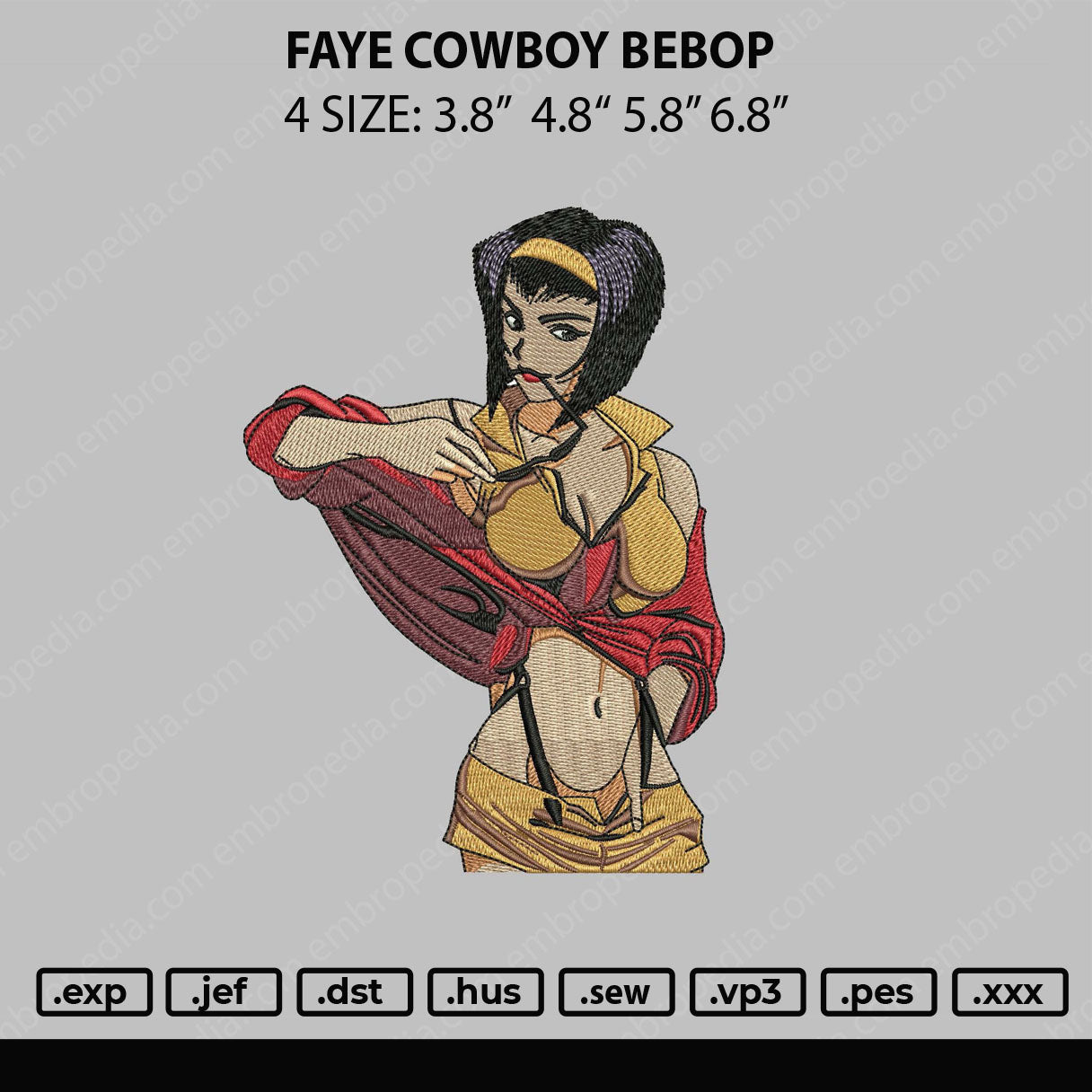 Faye Cowboy Bebop Embroidery File 4 size