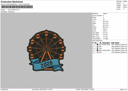 Wheel Embroidery Machine Design File 6 sizes