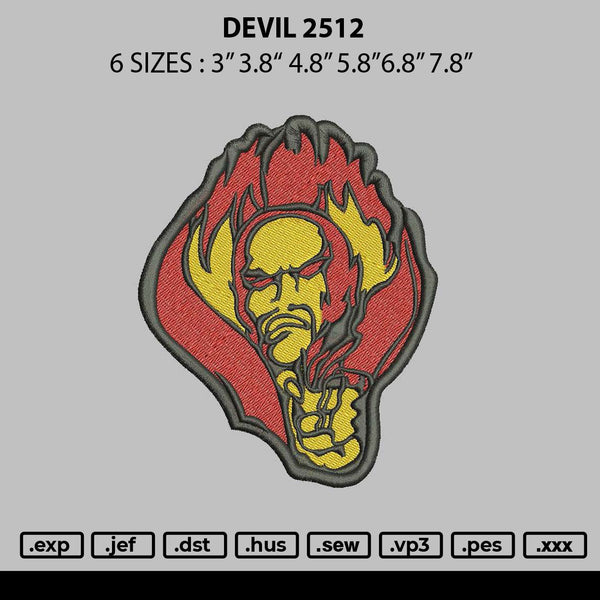 Devil 2512 Embroidery File 6 sizes