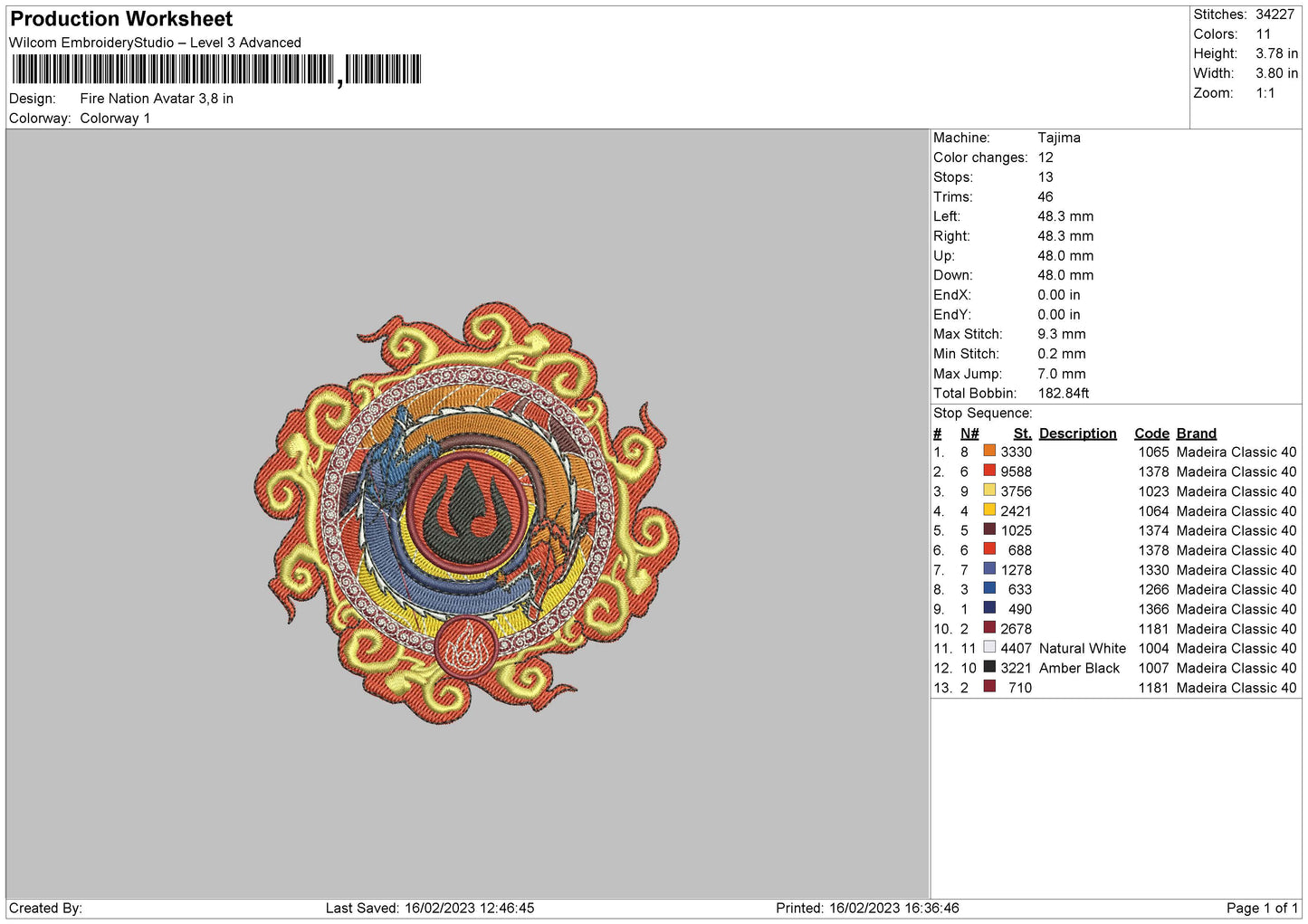 Fire Nation Embroidery File 6 sizes