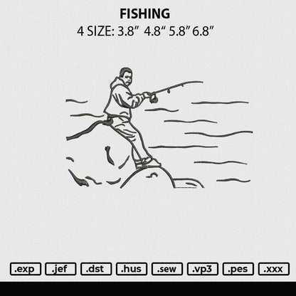 Fishing Embroidery File 4 sizes
