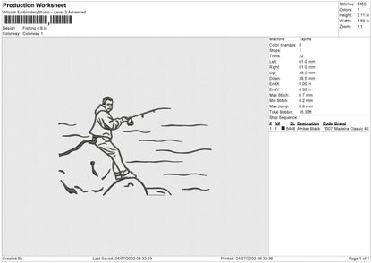 Fishing Embroidery File 4 sizes