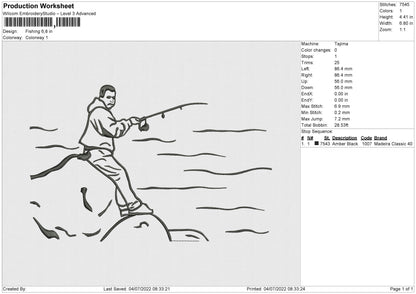 Fishing Embroidery File 4 sizes