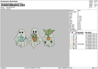 Floral Ghost Embroidery File 6 sizes