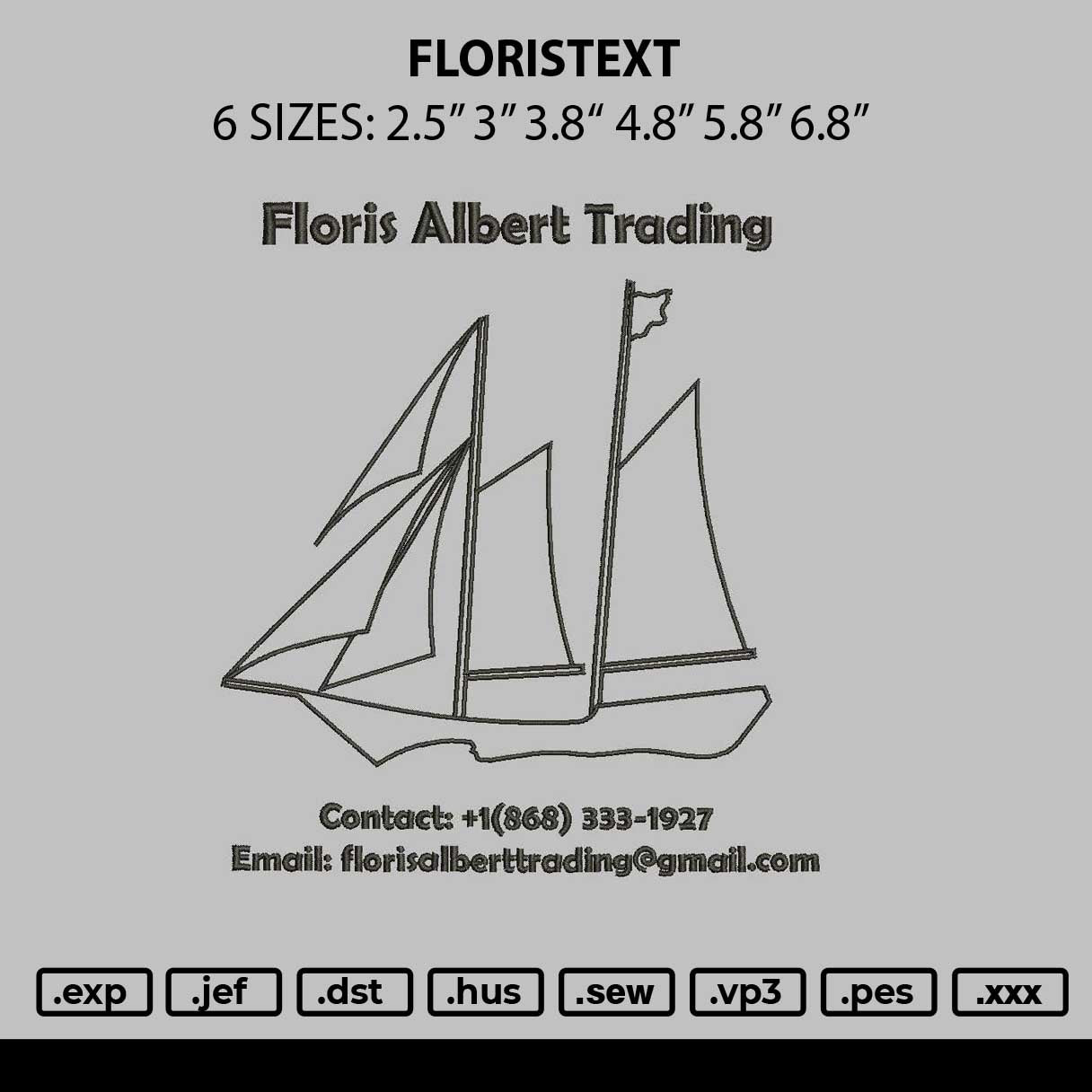 Floristext Embroidery File 6 sizes