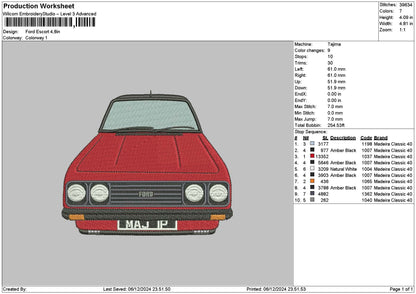 Red Car 0612 Embroidery File 6 sizes