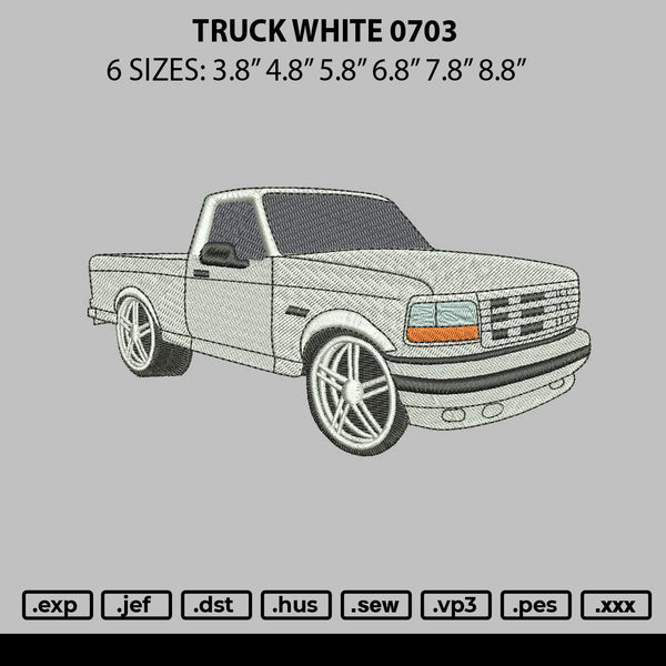 Truck White 0703 Embroidery File 6 sizes