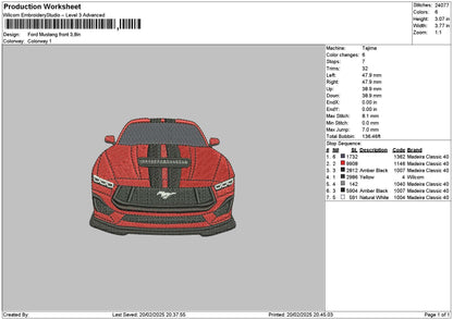 Red Car Front 2002 Embroidery File 6 sizes