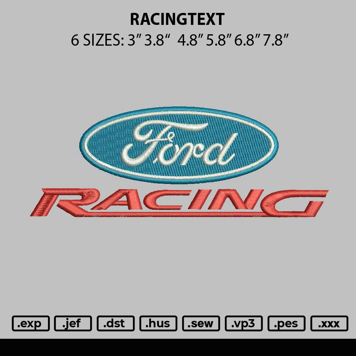 Fordtext 1510 Embroidery File 6 sizes