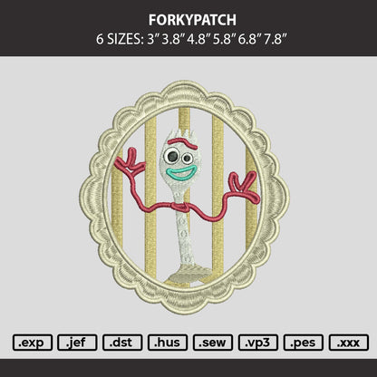Forkypatch Embroidery Machine Design File 6 sizes