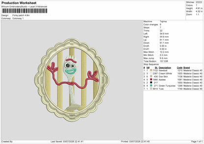Forkypatch Embroidery Machine Design File 6 sizes