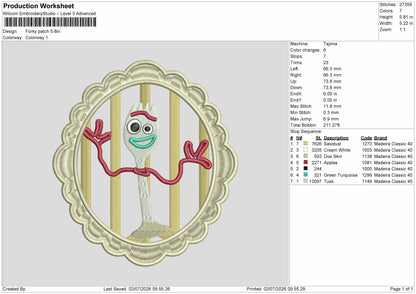 Forkypatch Embroidery Machine Design File 6 sizes