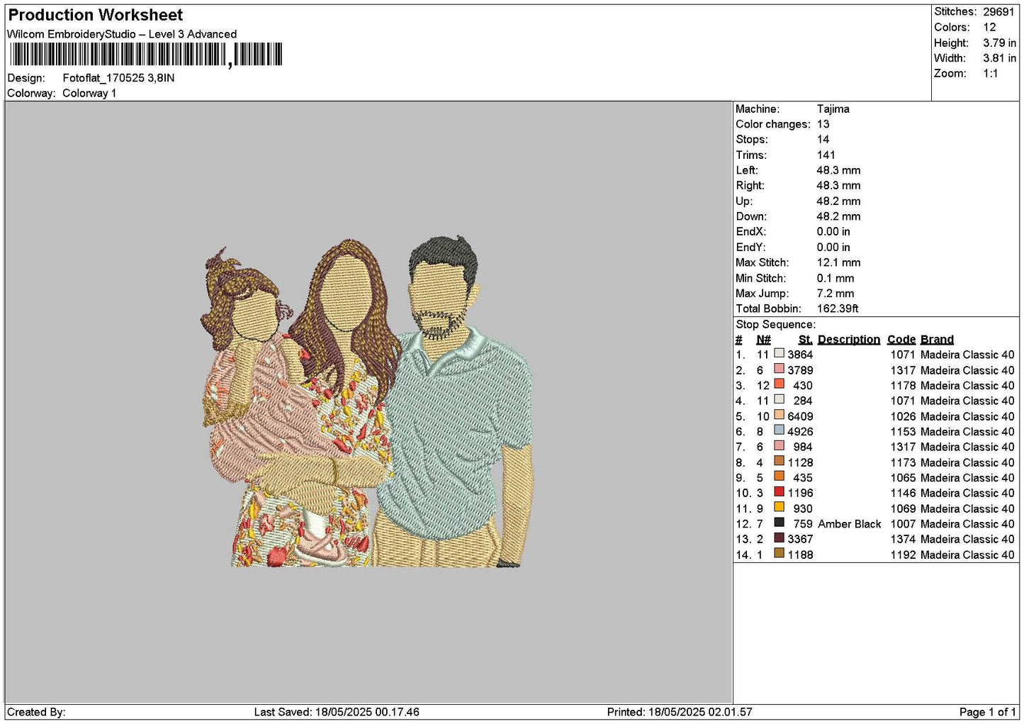 Photoflat 1705 Embroidery File 6 sizes