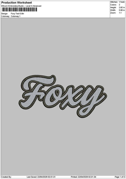 Foxytext Embroidery File 6 sizes