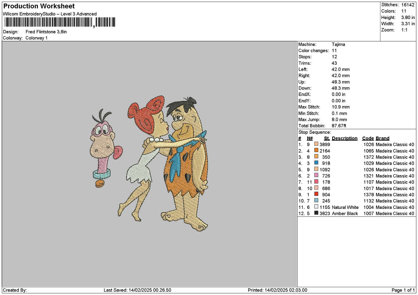 Fred1402 Embroidery File 6 sizes