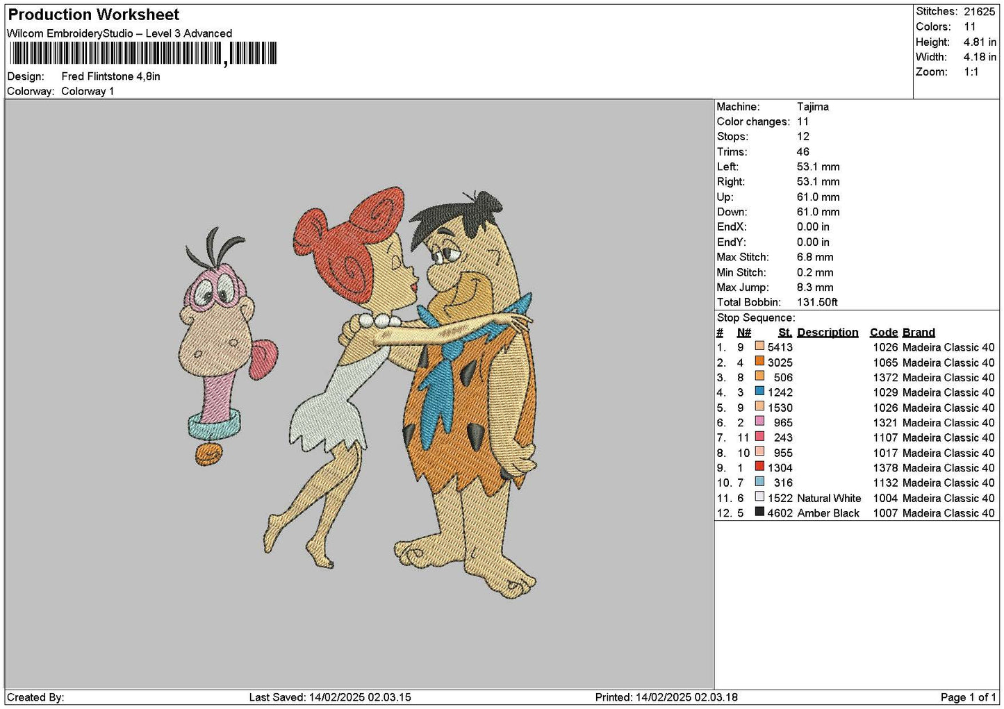 Fred1402 Embroidery File 6 sizes
