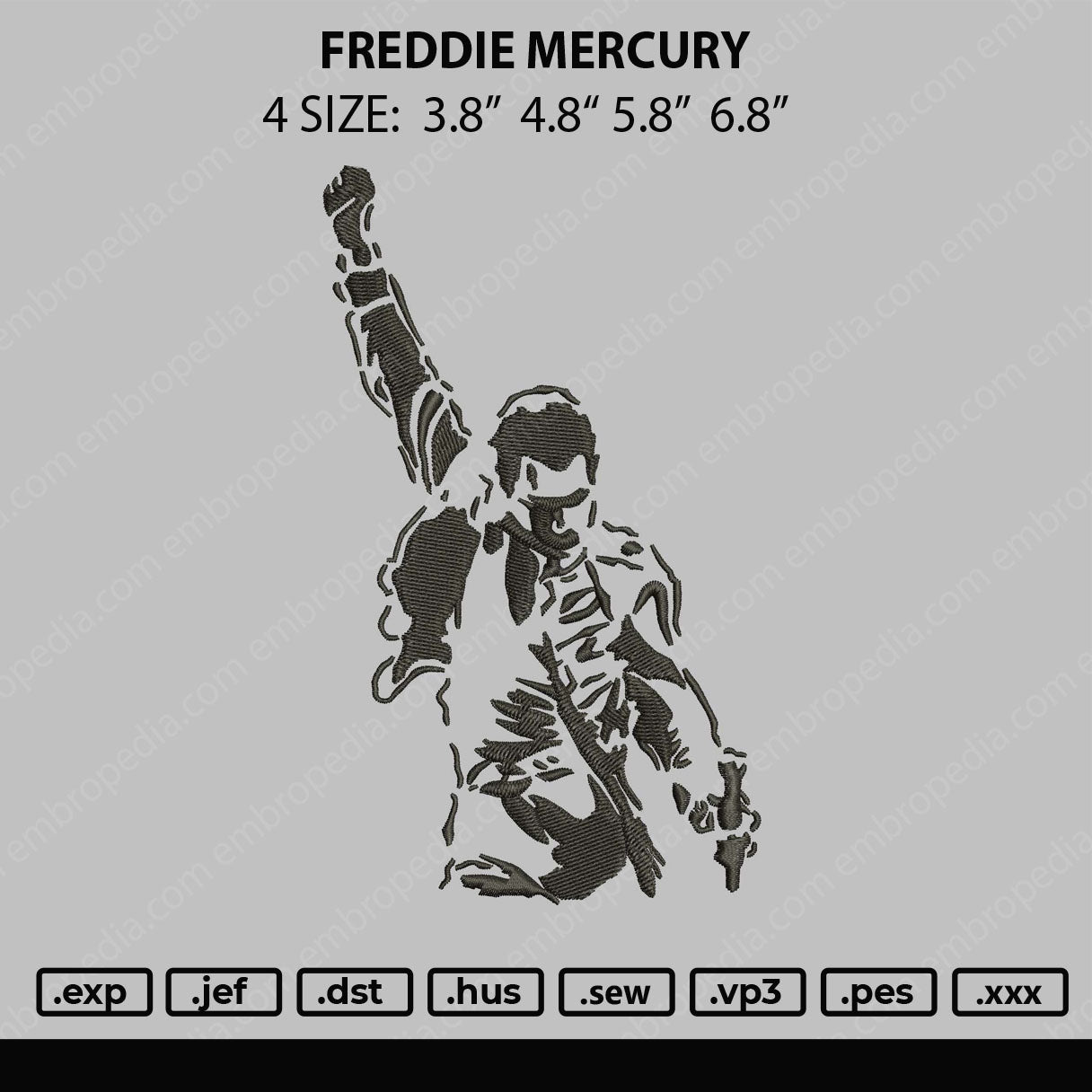 Freddie Mercury Embroidery File 4 Size