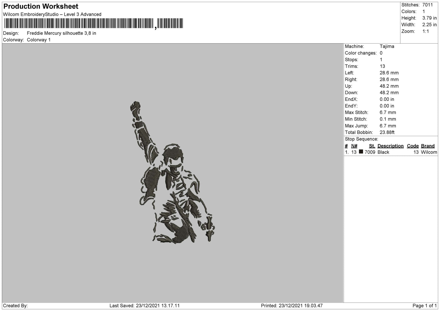 Freddie Mercury Embroidery File 4 Size