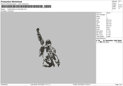 Freddie Mercury Embroidery File 4 Size