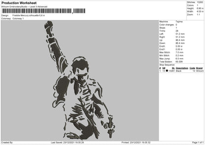 Freddie Mercury Embroidery File 4 Size