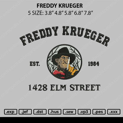 Freddy Krueger Embroidery File 5 sizes